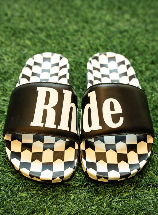 CHECKERED LEATHER SLIDE